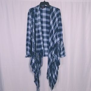 Embossed Plaid Cardigan Shawl